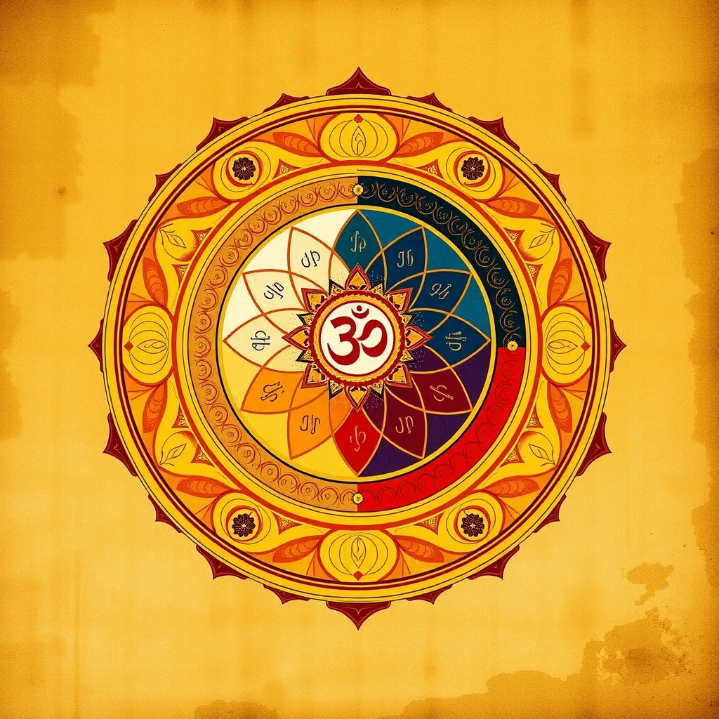 Traditional Indian mandala representing the three gunas